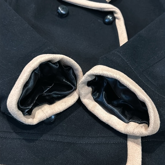 J. Crew Nello Gori Wool Peacoat Black Tan Trimmed size 12 - Picture 9 of 17